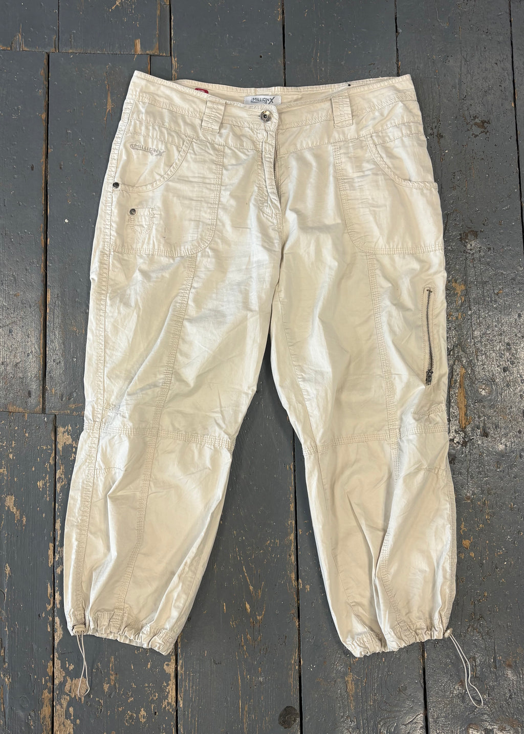 White Cargo Capri Pants