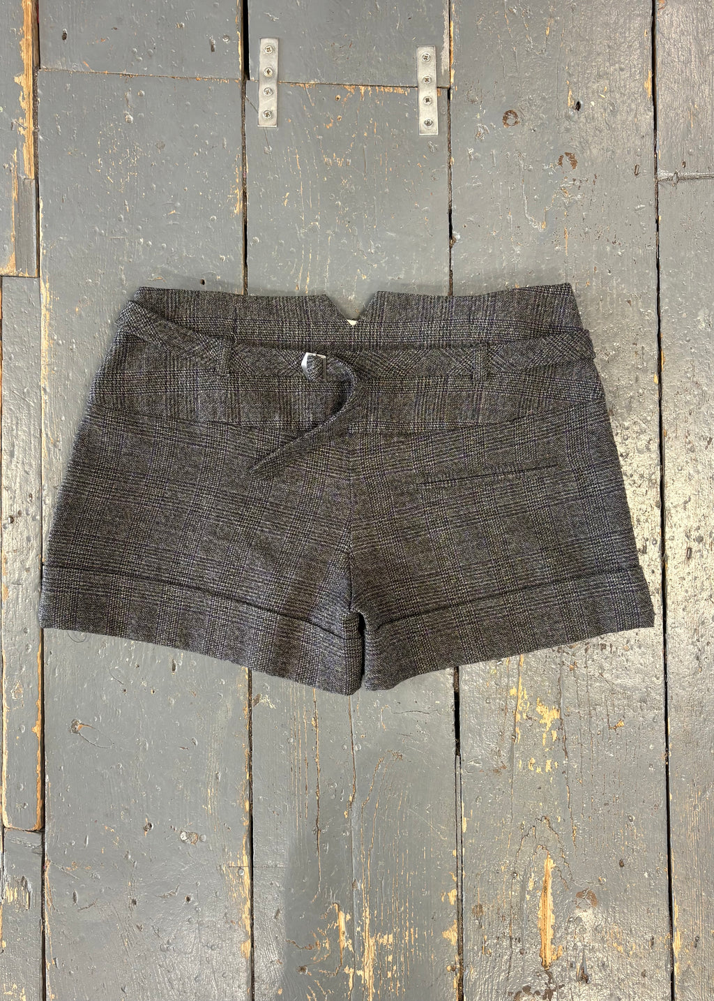 Grey Plaid Mini Shorts