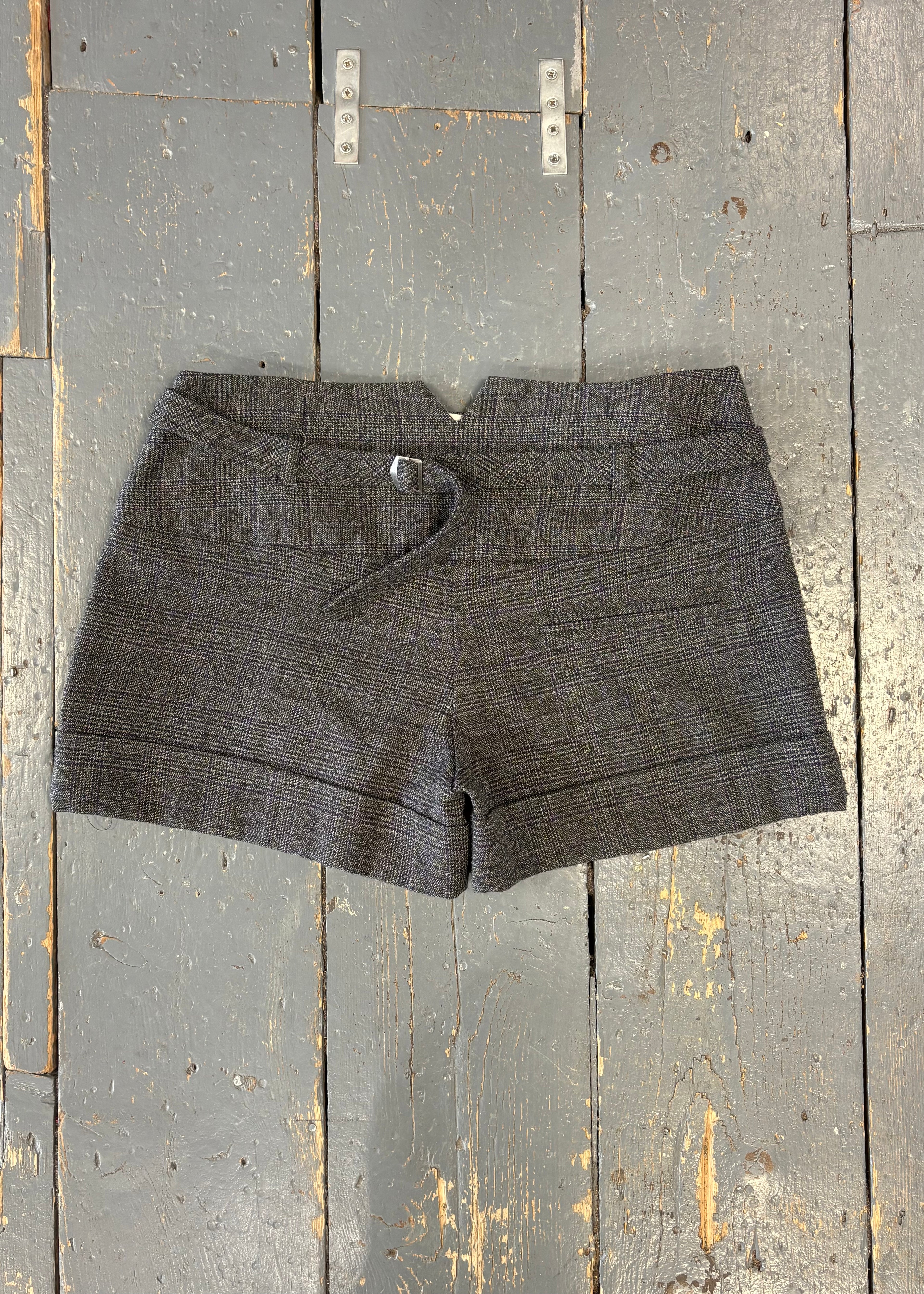 Grey Plaid Mini Shorts