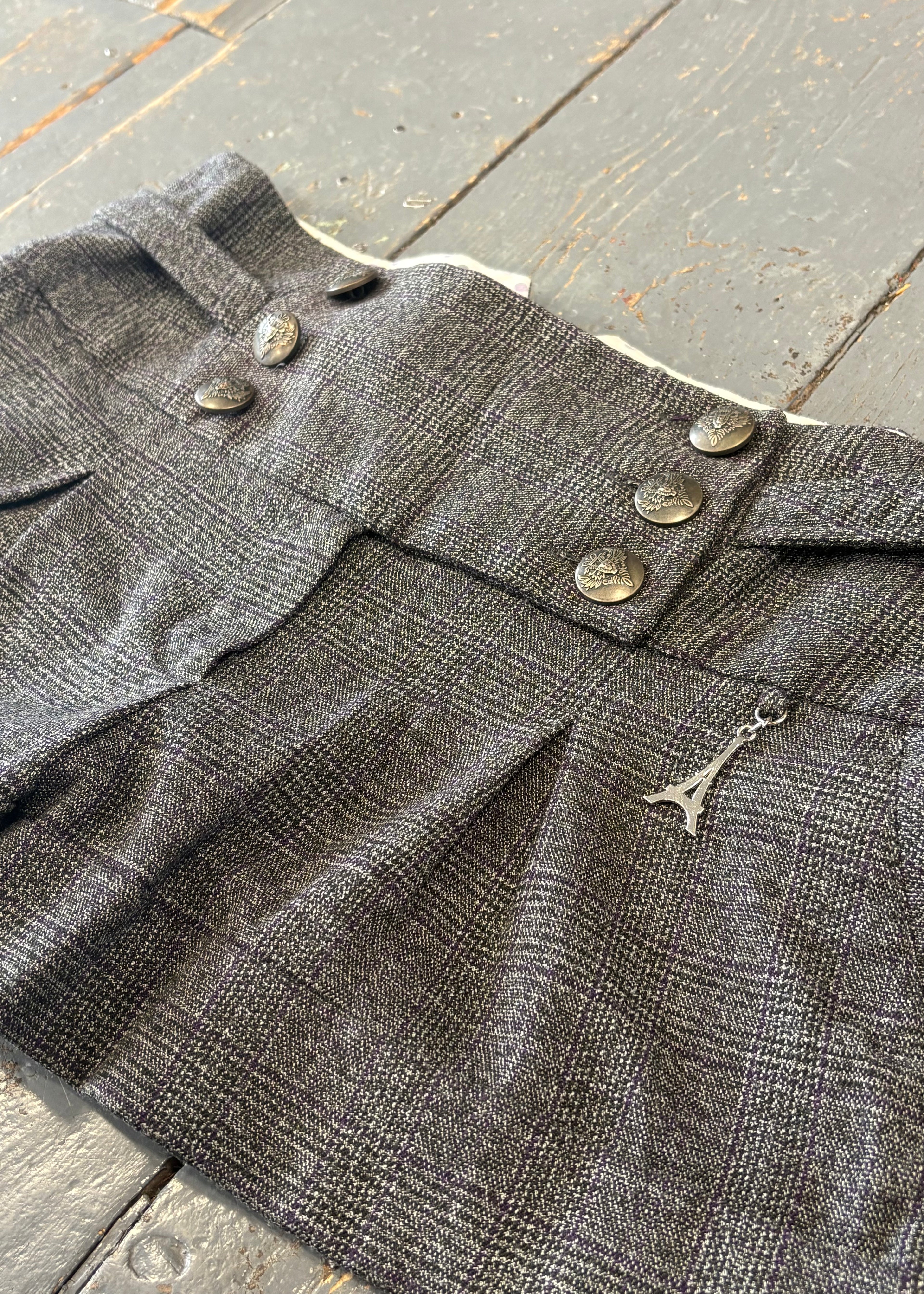 Grey Plaid Mini Shorts