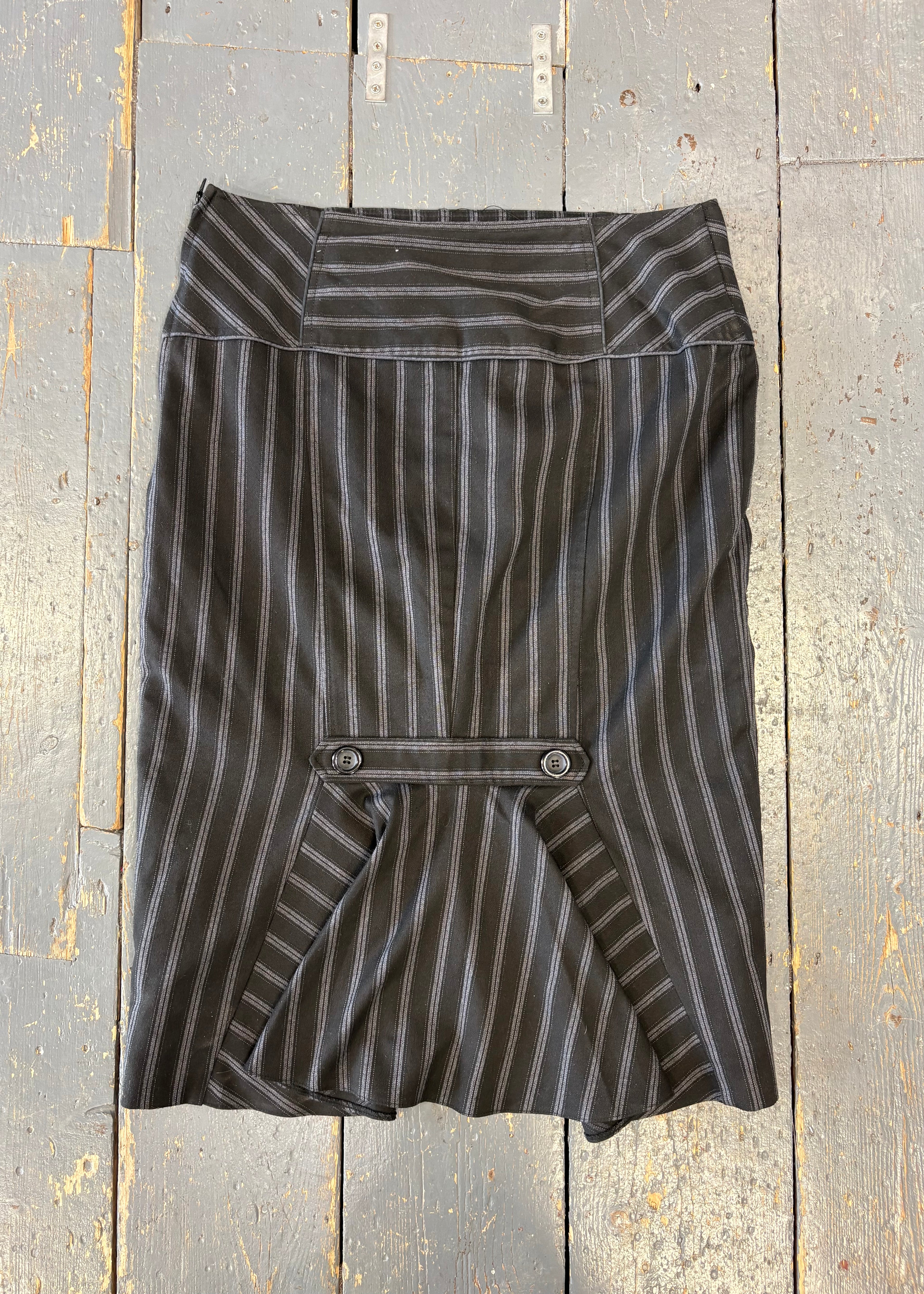 Black/GreyPinstripe Midi Skirt