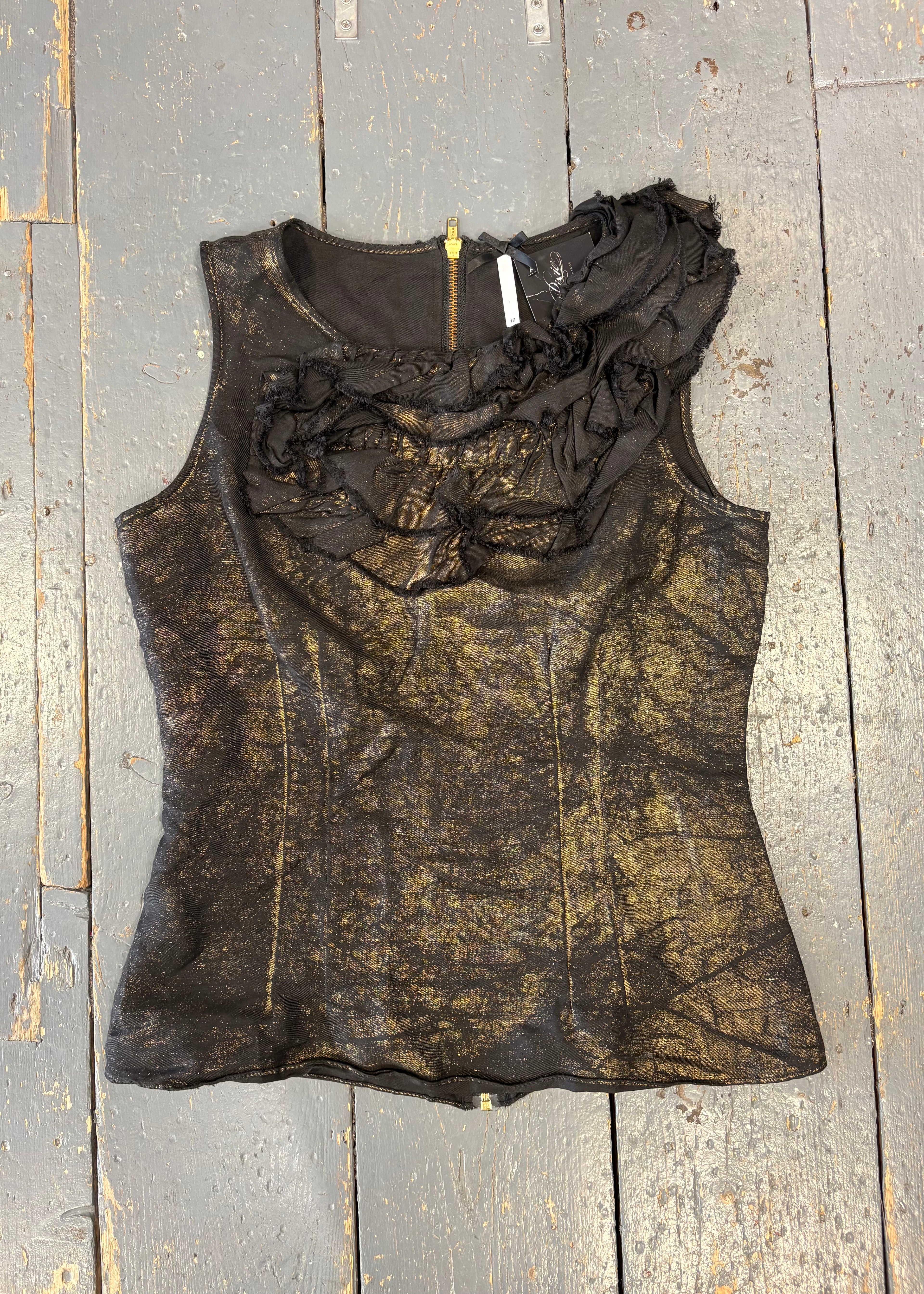 Reflective Gold Sleeveless Top
