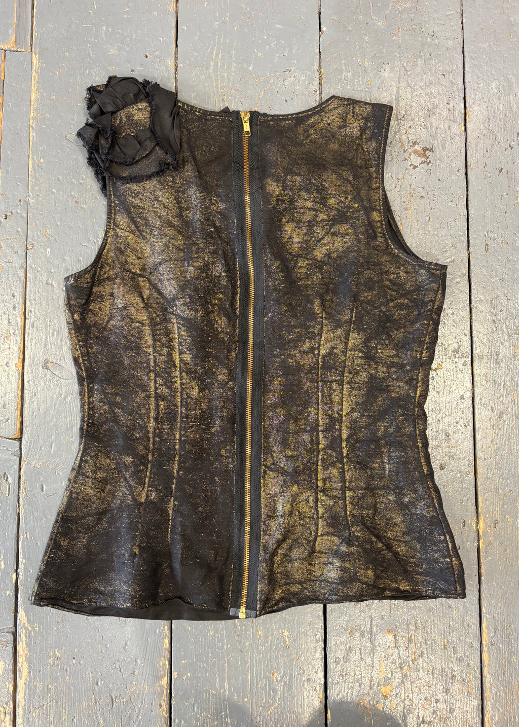 Reflective Gold Sleeveless Top