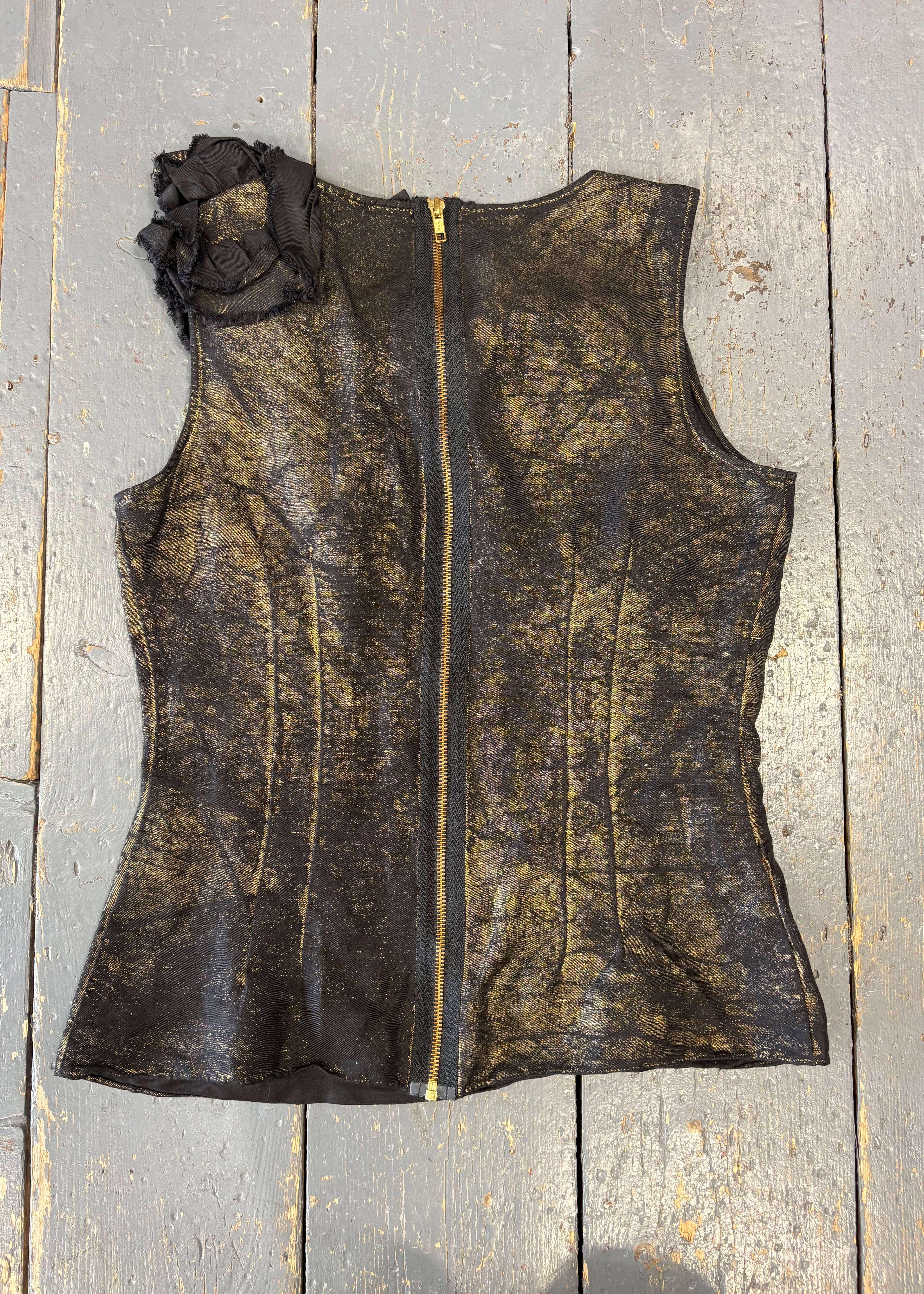 Reflective Gold Sleeveless Top
