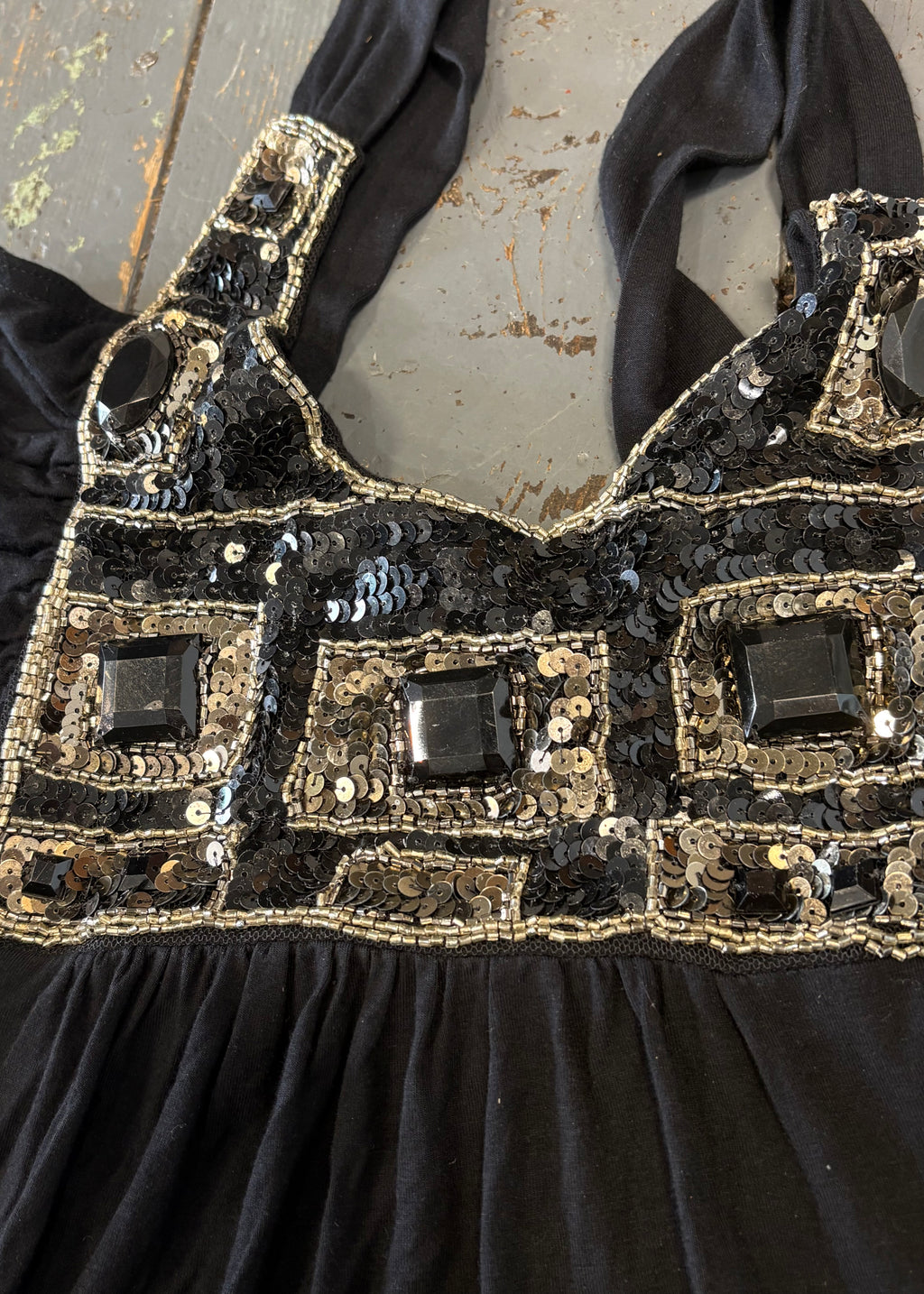 Black Sequined Tank Top