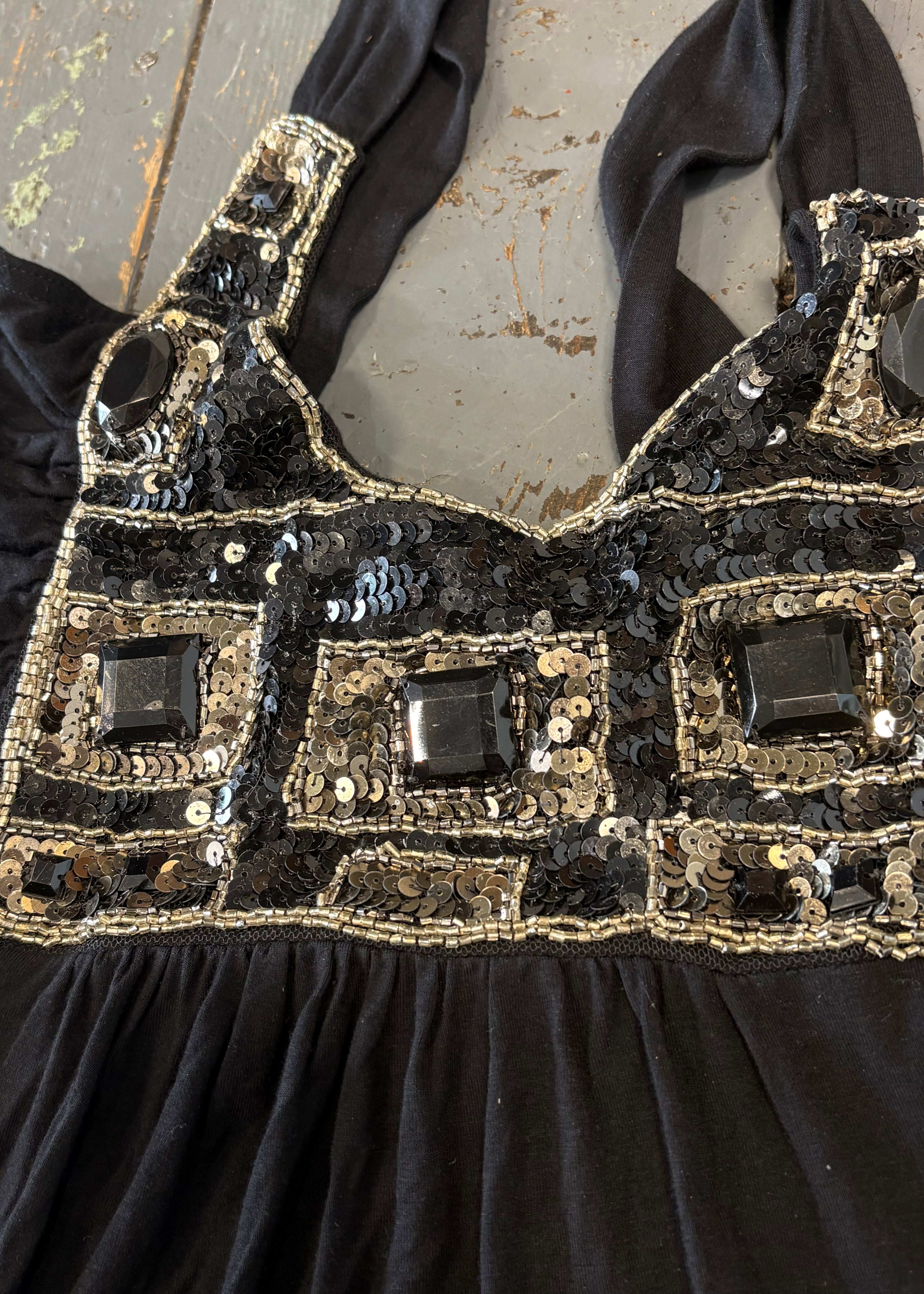 Black Sequined Tank Top