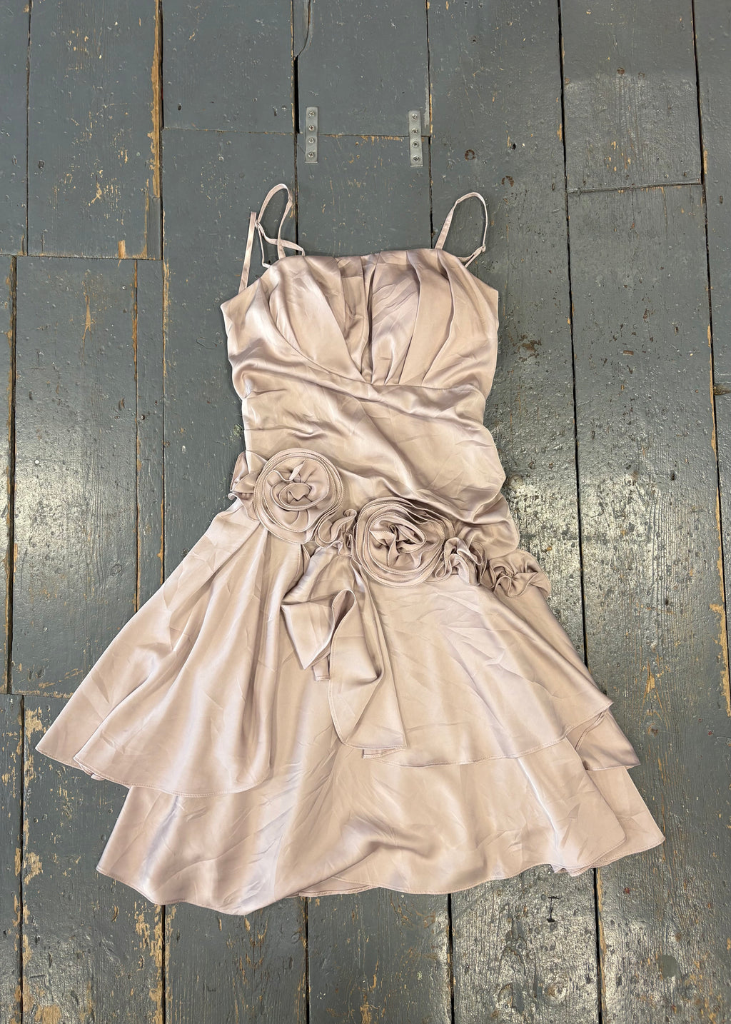Dusty Pink Satin Midi Dress