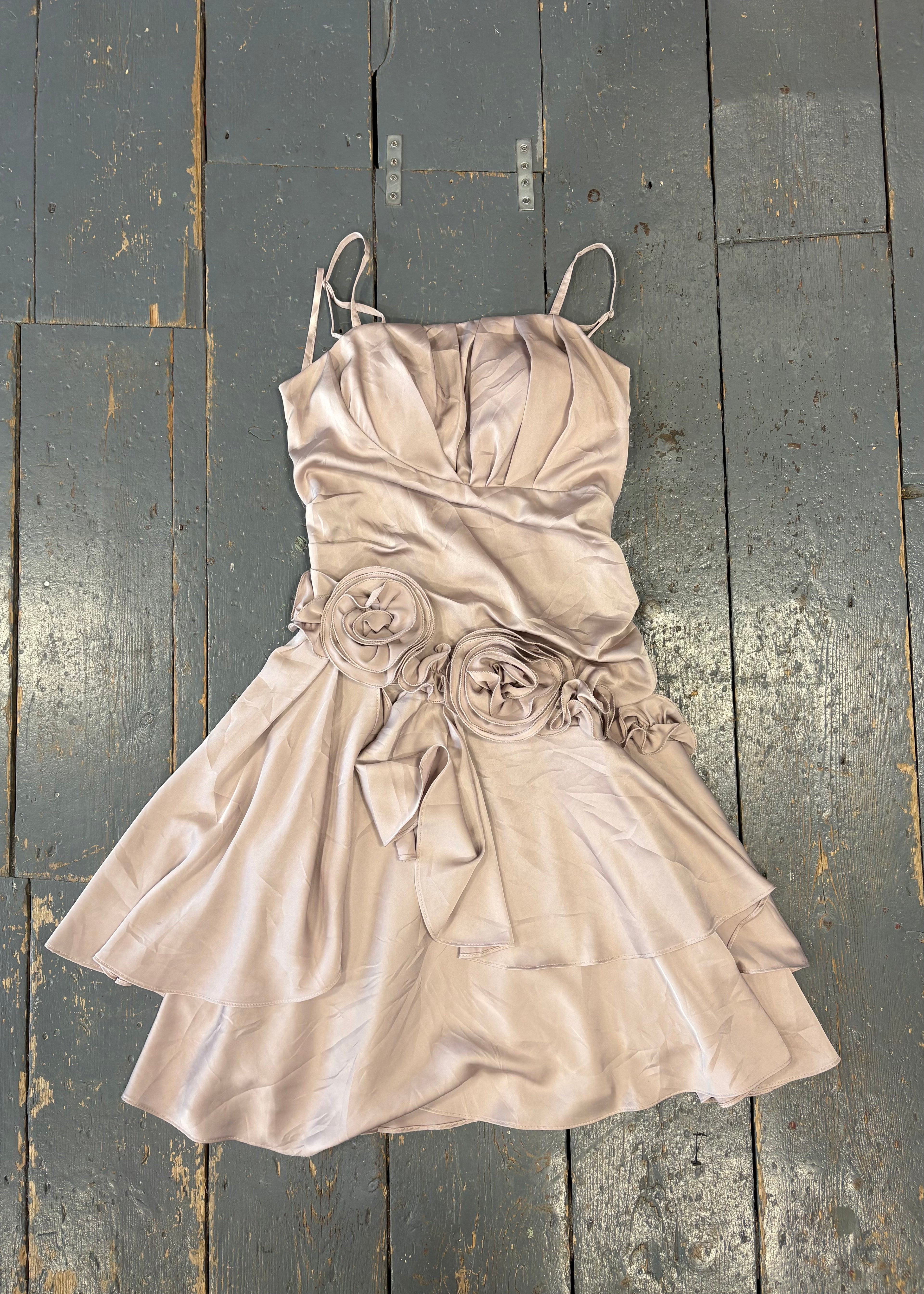 Dusty Pink Satin Midi Dress