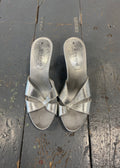 Silver Clog Kitten Heels