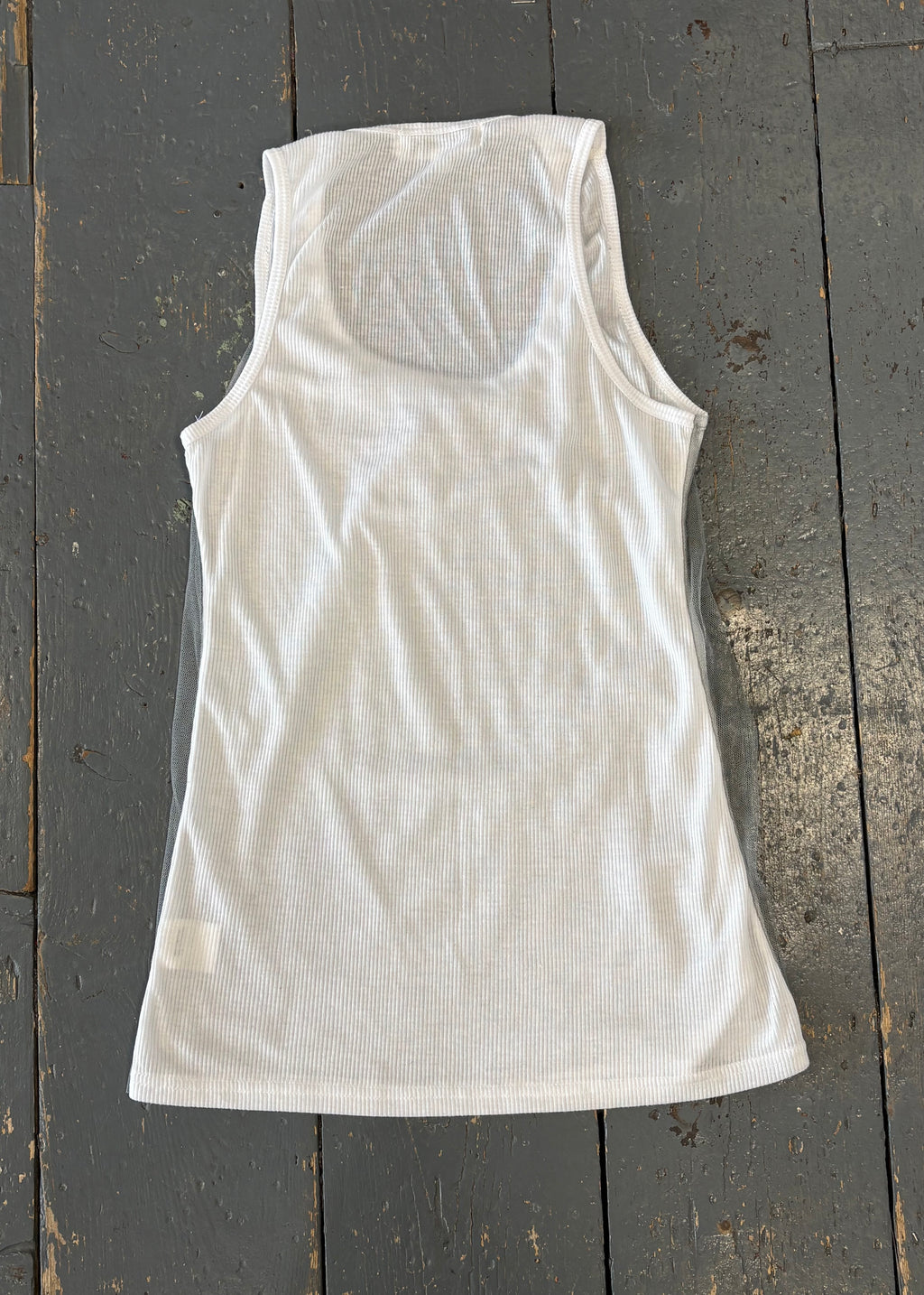 Mesh Detailed White Tank Top