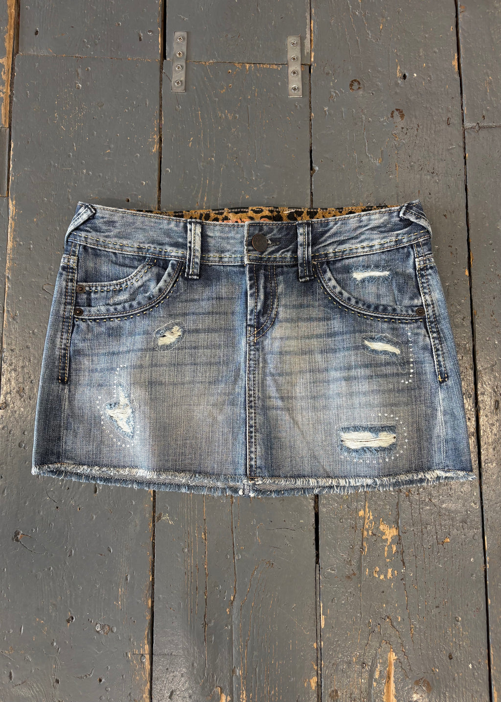 Distressed Denim Mini Skirt