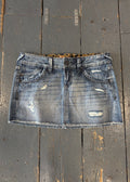 Distressed Denim Mini Skirt