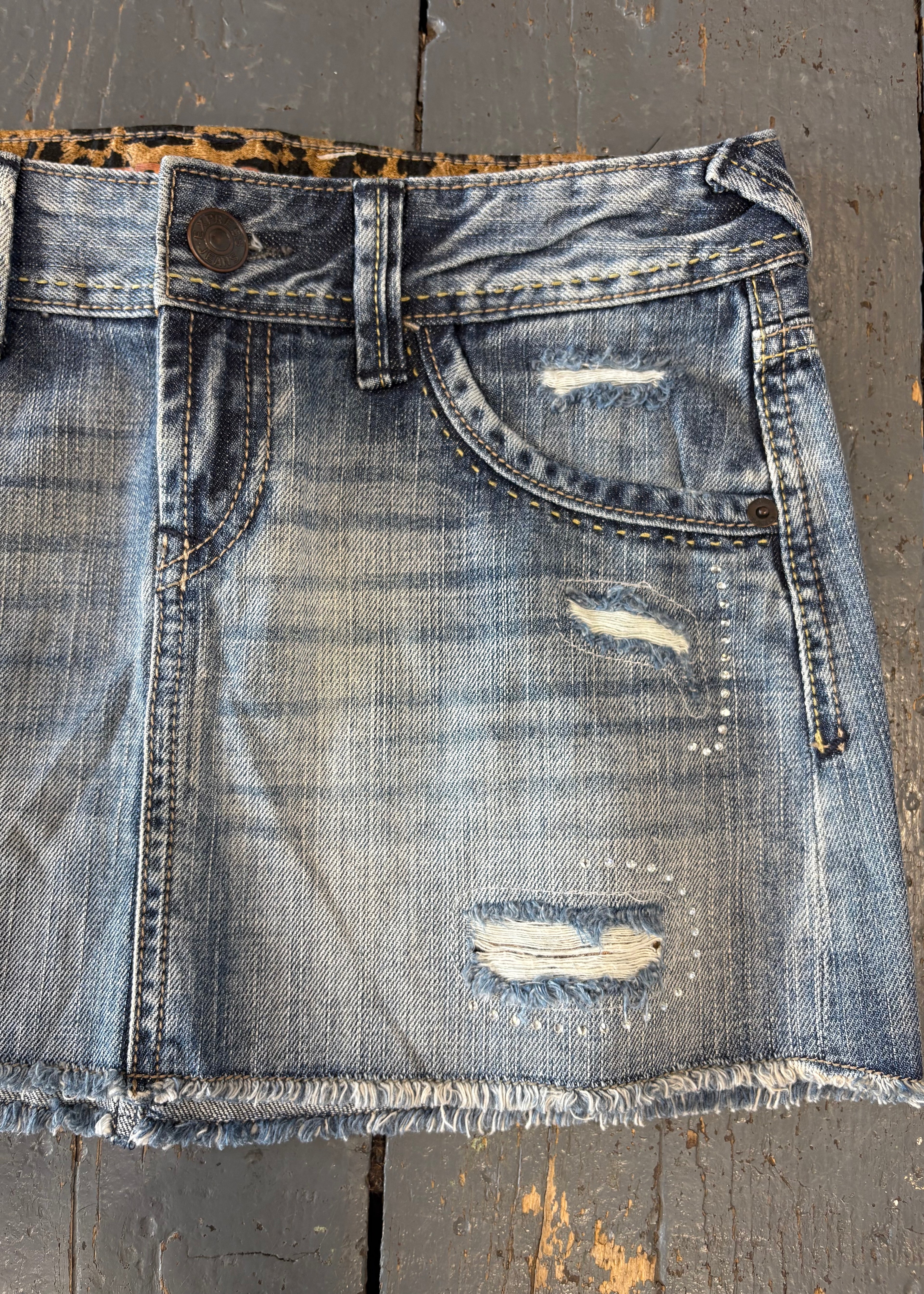 Distressed Denim Mini Skirt