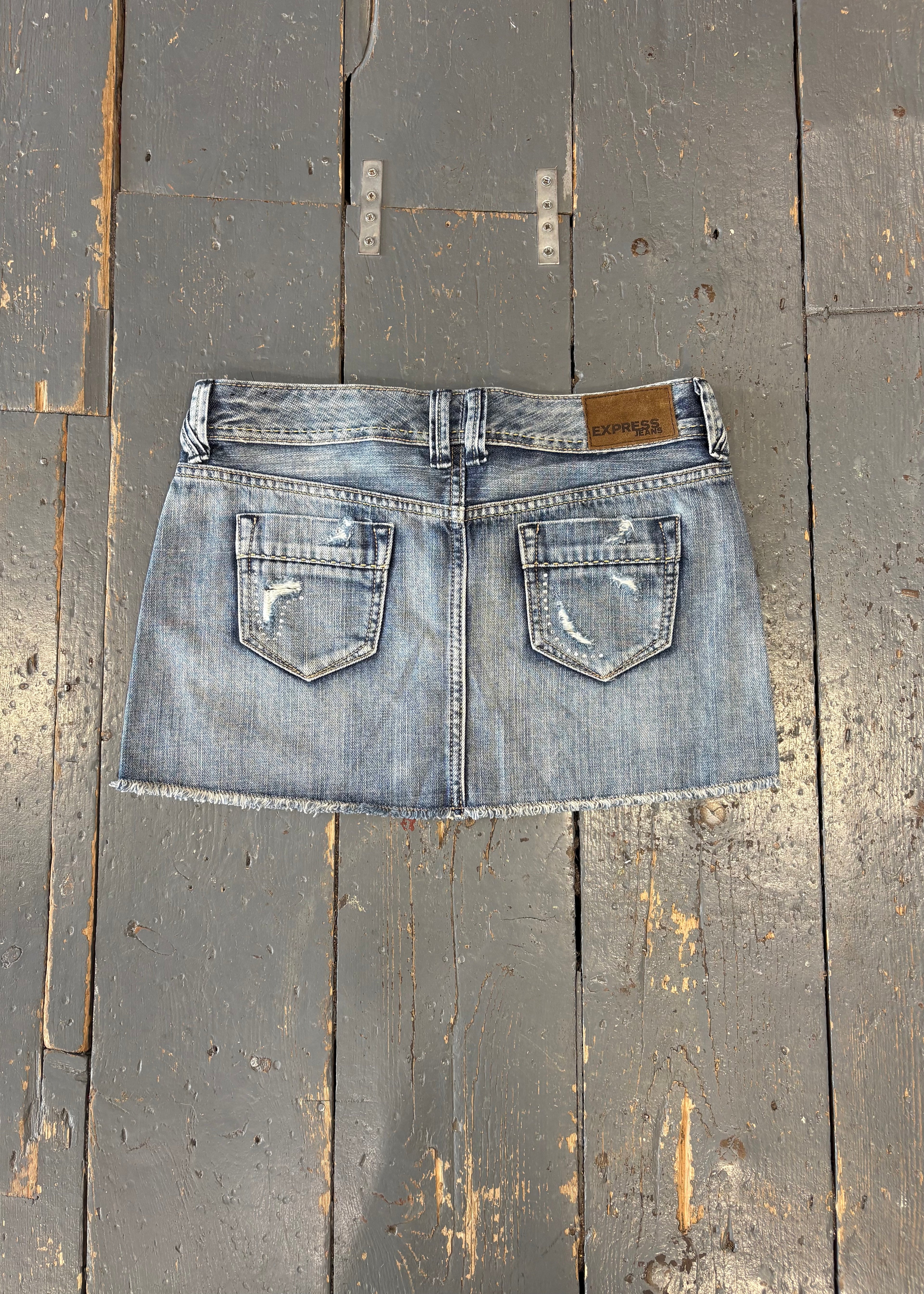 Distressed Denim Mini Skirt