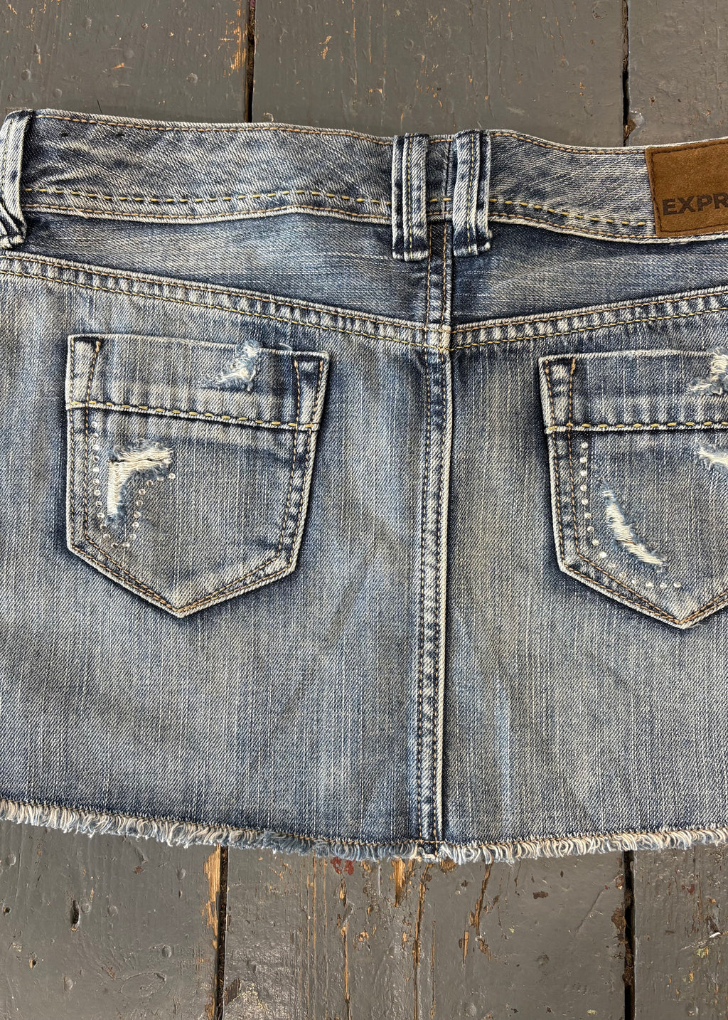 Distressed Denim Mini Skirt