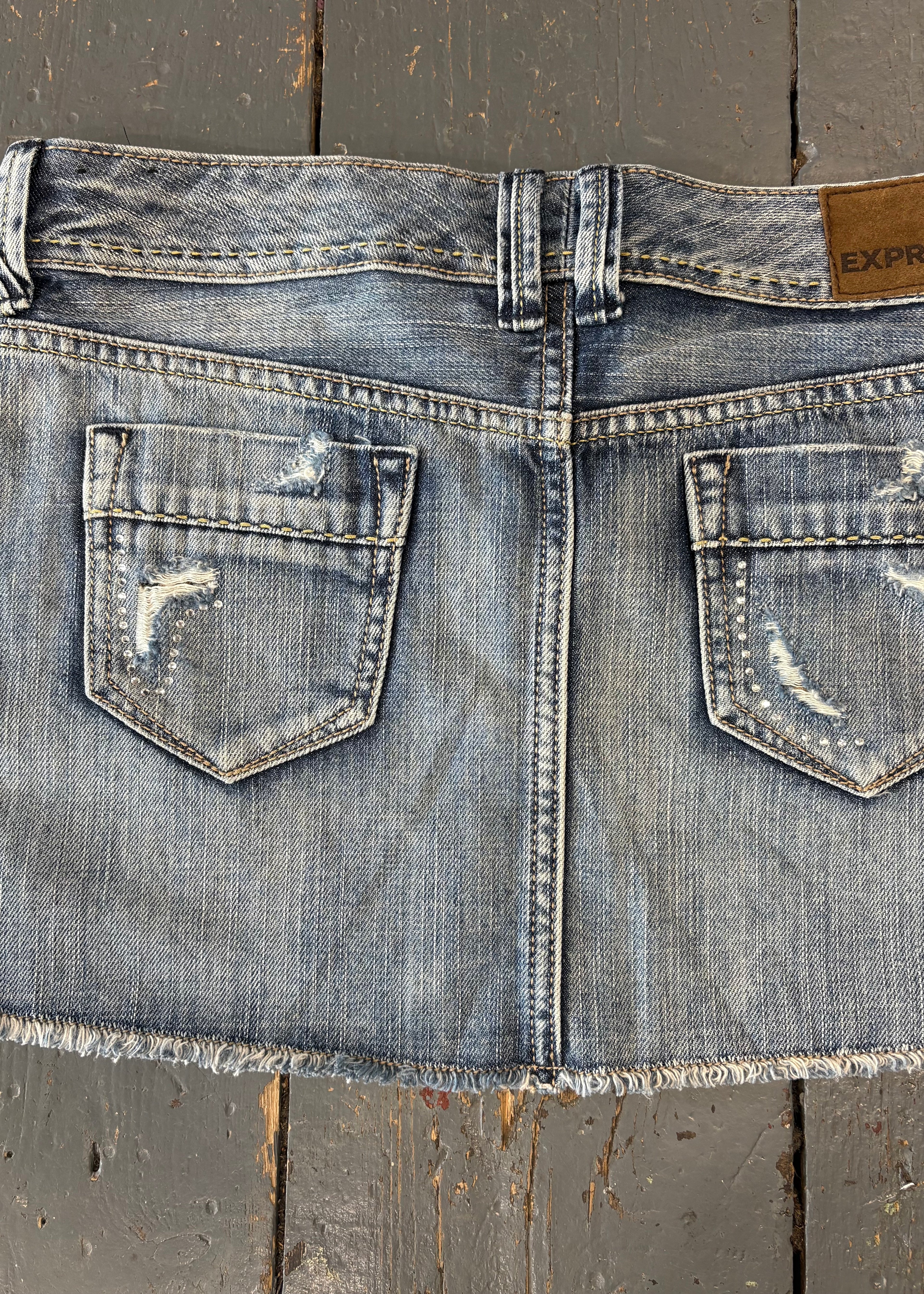 Distressed Denim Mini Skirt