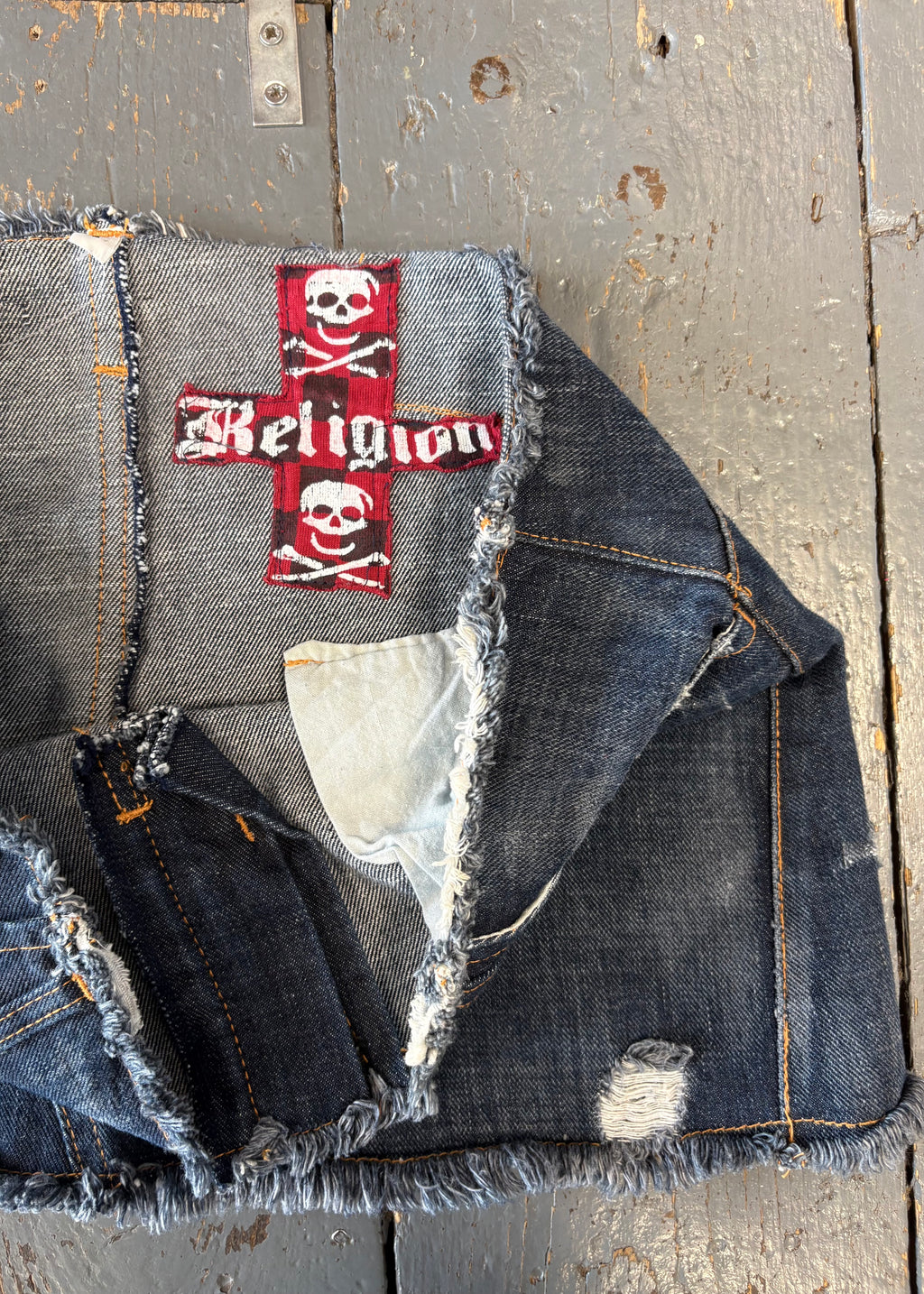 Religion Denim Mini Skirt