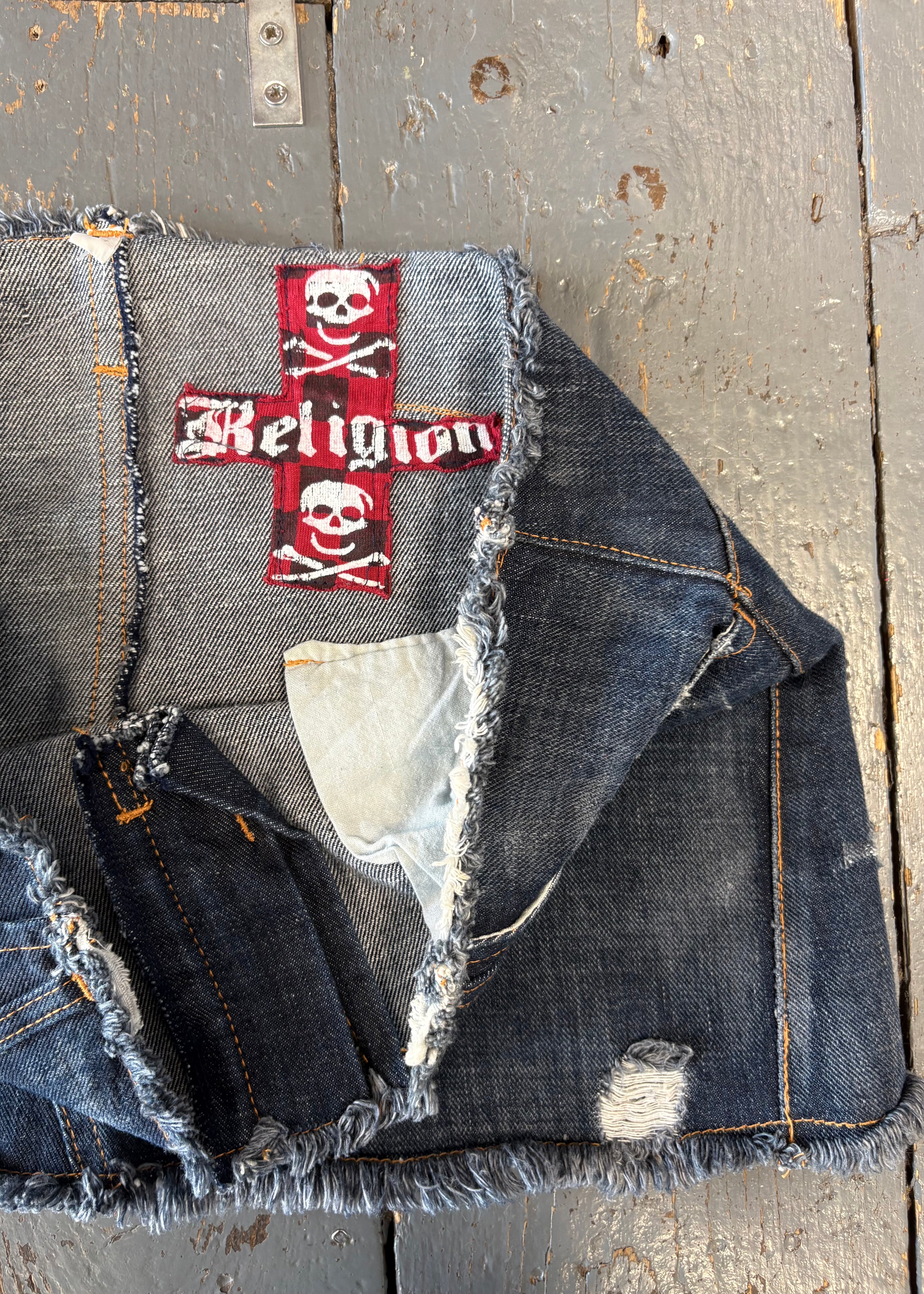 Religion Denim Mini Skirt