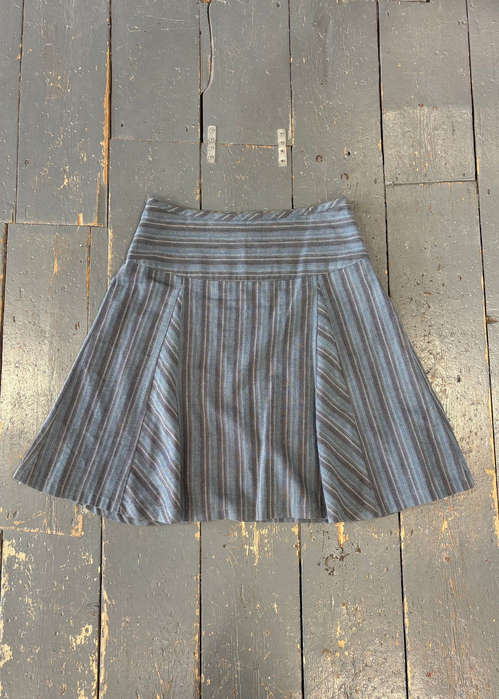 Blue Striped Knee-Length Skirt